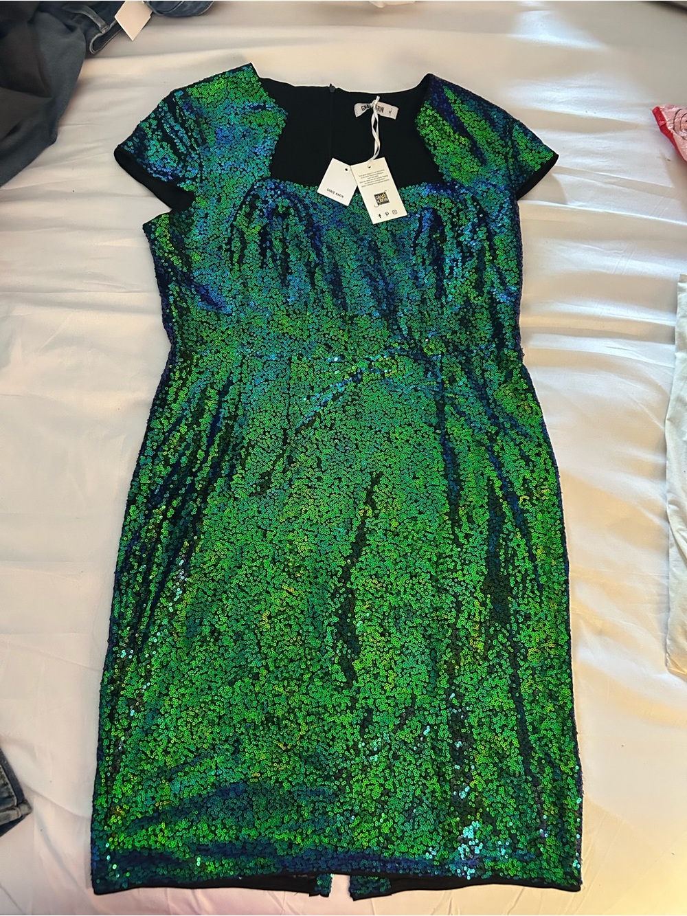Grace Karin Blue-Green Sequin Midi Dress